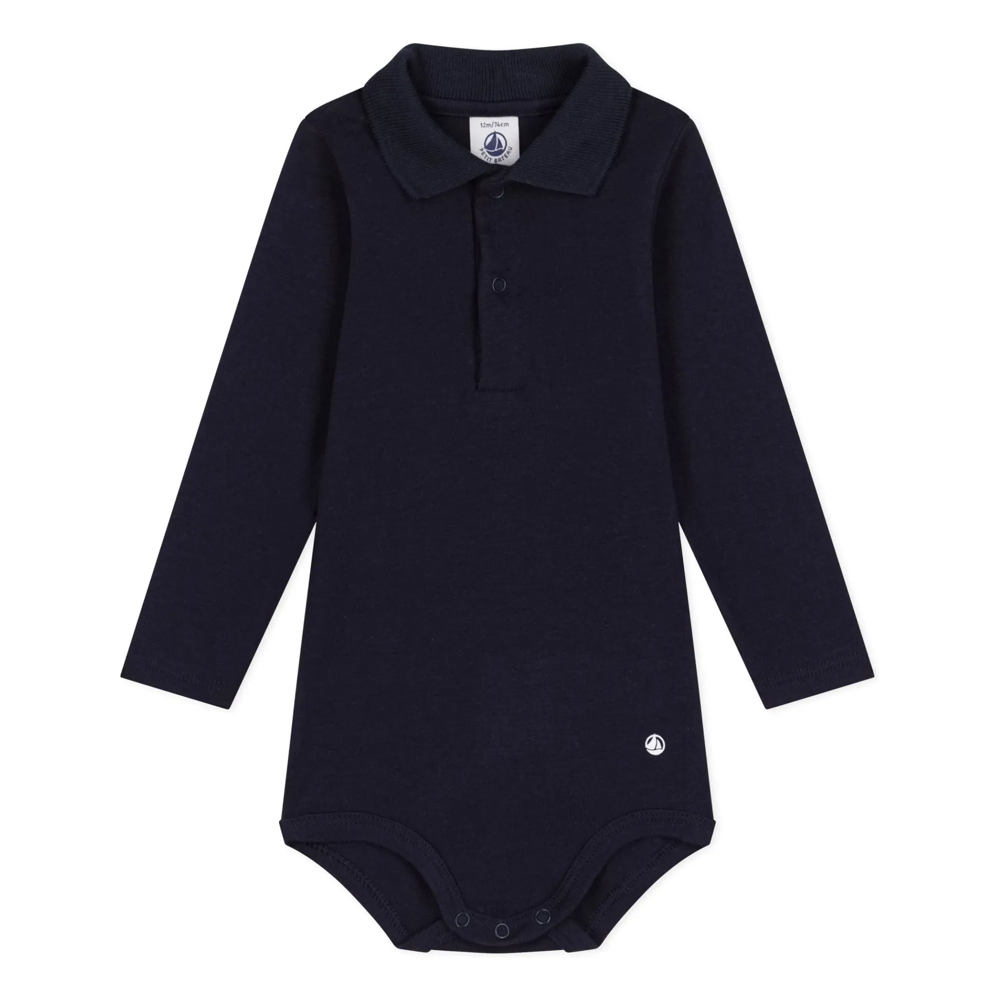 Petit Bateau - Polo neck bodysuit | Navy blue