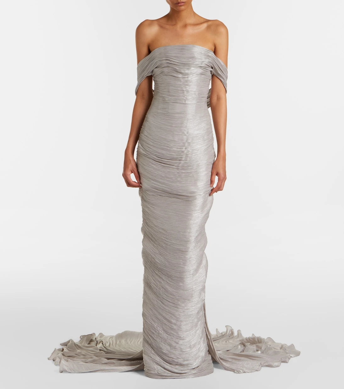 Marmar Halim - Off-shoulder pleated bustier gown