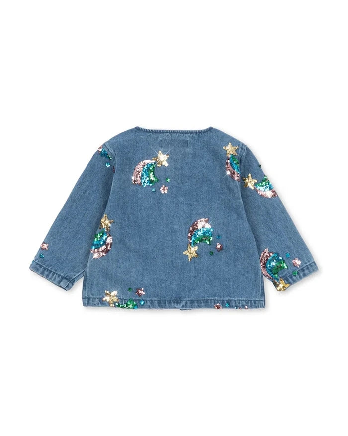 Konges Sløjd Çocuklar İçin Pamuklu Kot Ceket MAGOT SEQUIN DENIM JACKET GOTS