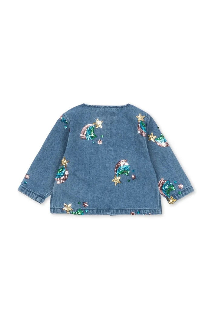 Konges Sløjd Çocuklar İçin Pamuklu Kot Ceket MAGOT SEQUIN DENIM JACKET GOTS