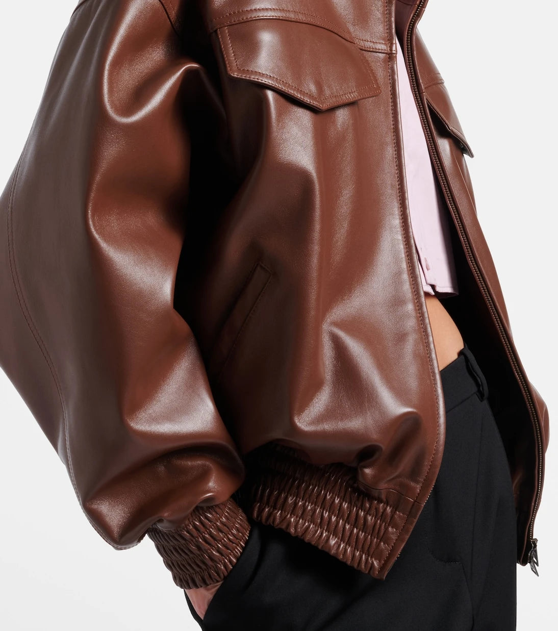 Balenciaga - Cropped oversized leather jacket