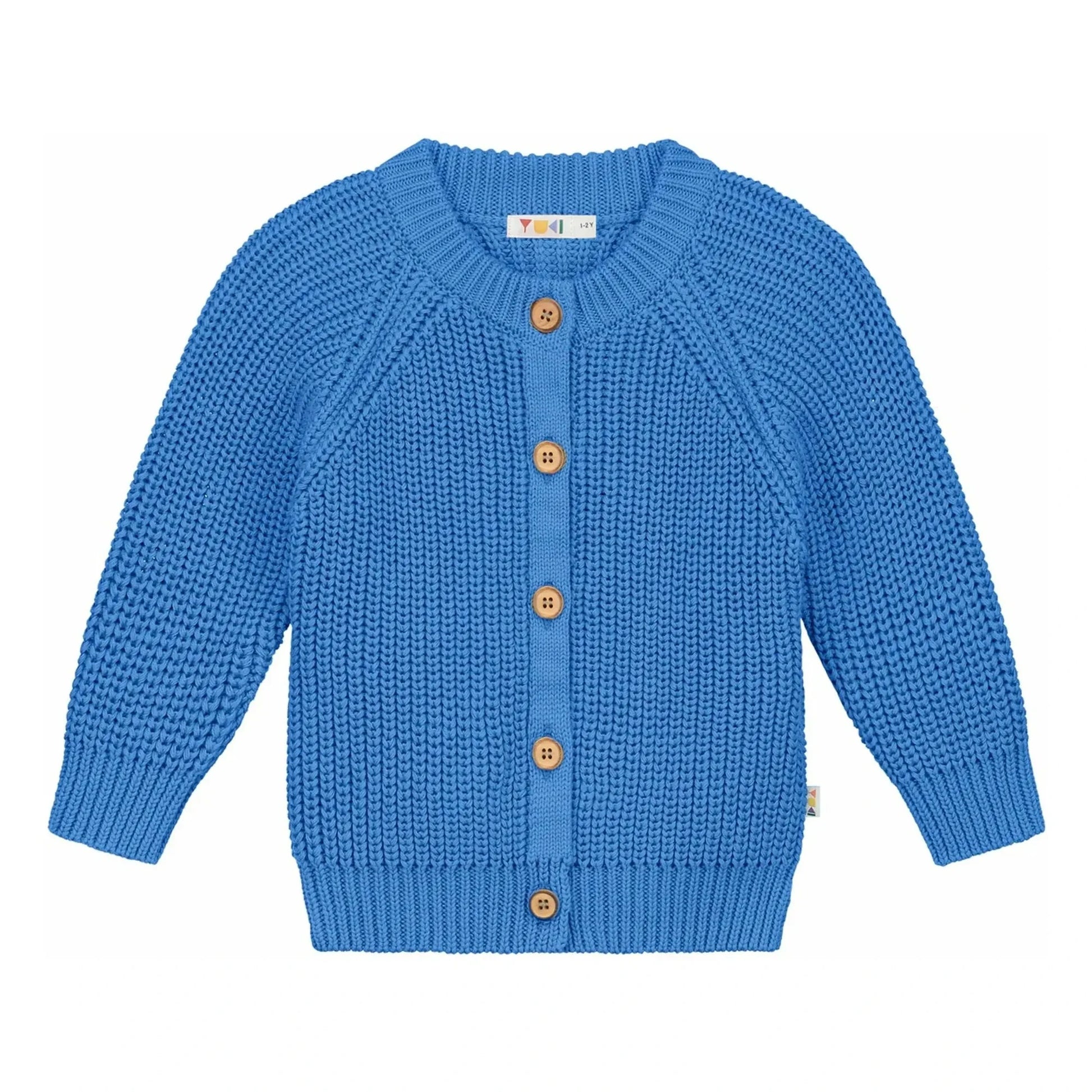 Yuki - Organic Cotton Raglan Cardigan | Blue