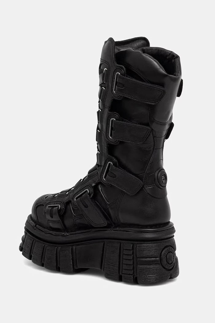 New Rock kadın diz altı deri botlar ITALI NEGRO, NOMADA NEGRO, TOWER E14