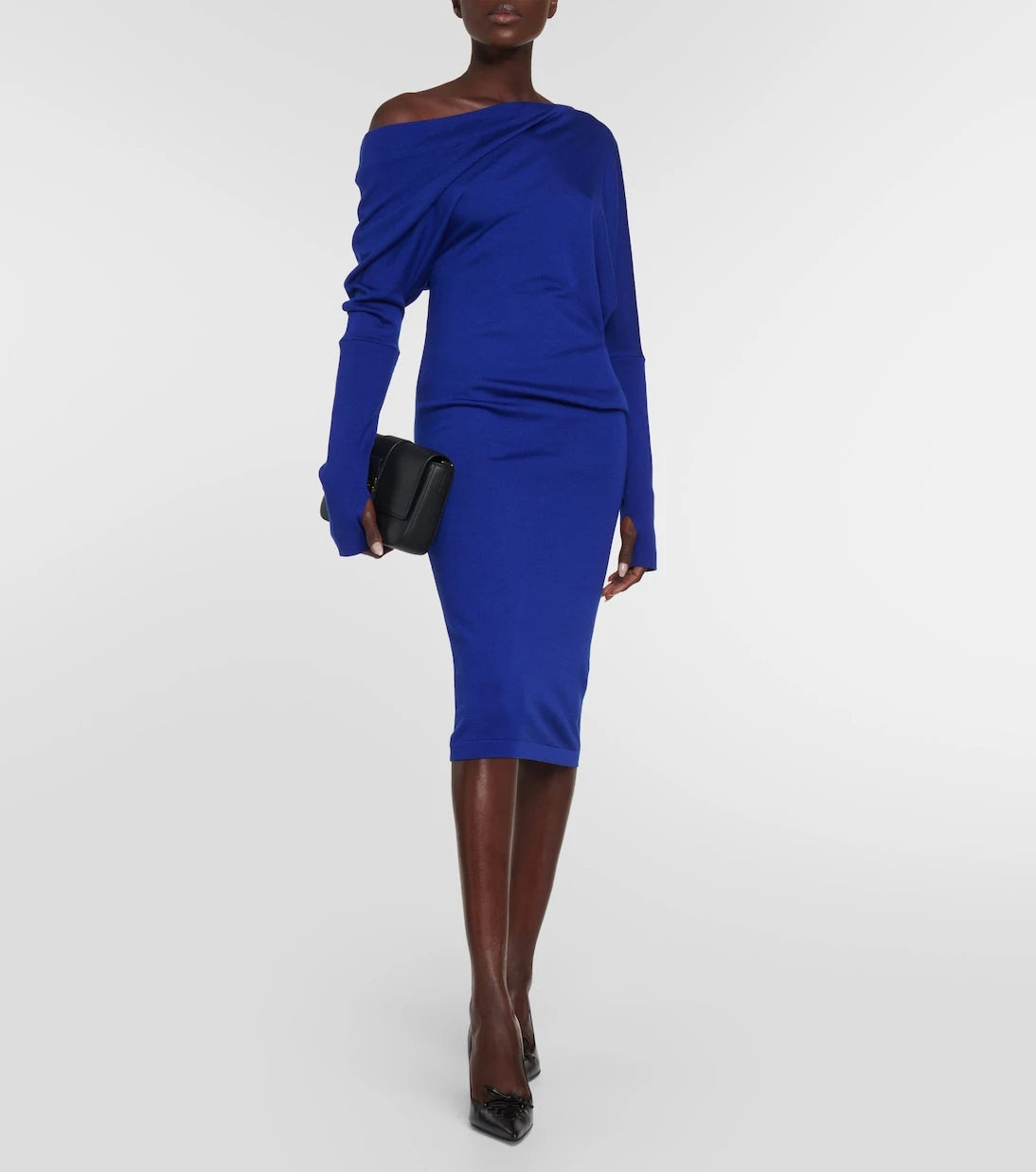 Tom Ford - Off-shoulder cashmere and silk midi dress