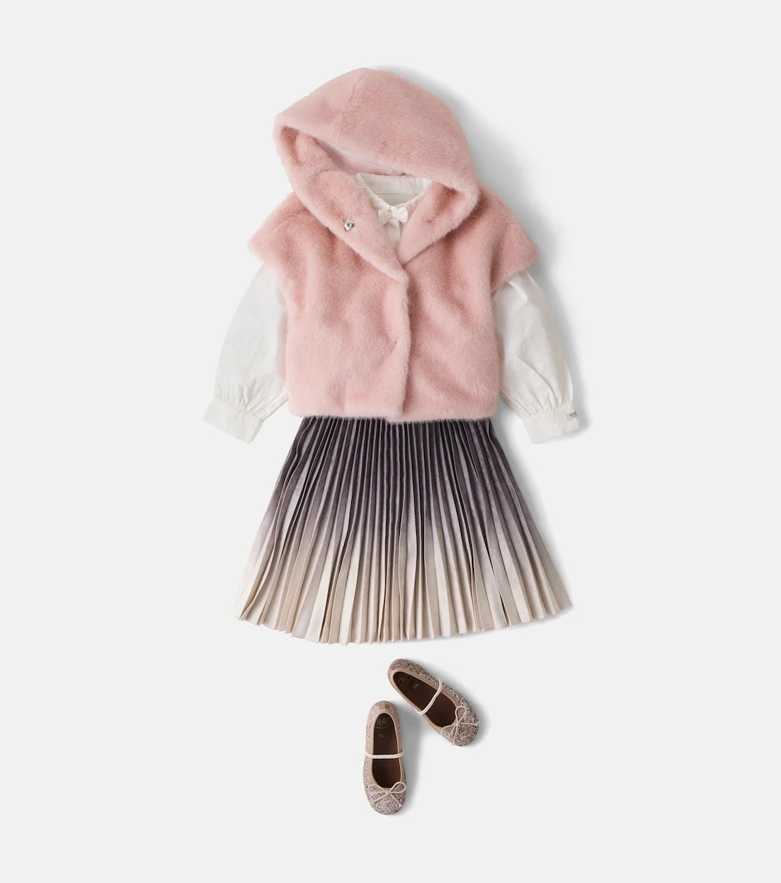 Monnalisa - Ombré plissé skirt