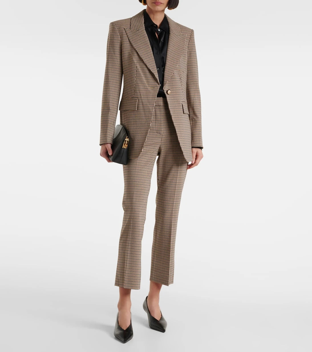 Veronica Beard - Arte Houndstooth high-rise cropped pants