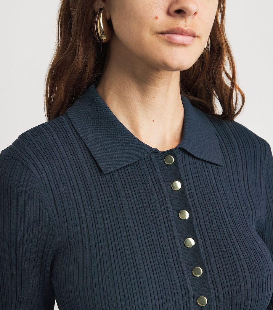 Veronica Beard Navy Ribbed Lauper Mini Dress