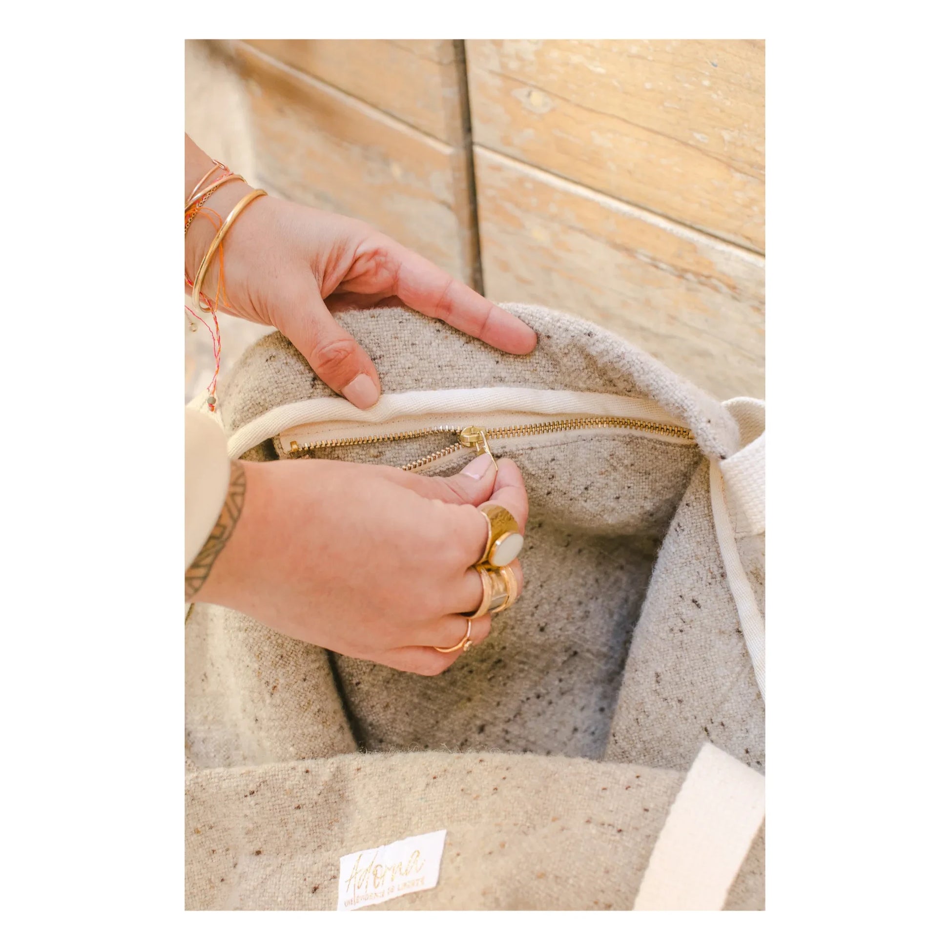 Adorna - Anna Wool and Linen Changing Bag | Heather beige