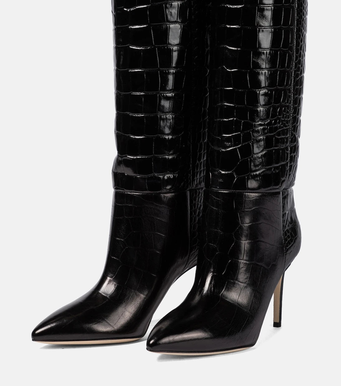 Paris Texas - Croc-effect leather knee-high boots