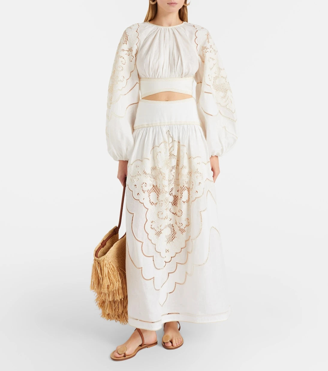 Zimmermann - Daylight embroidered linen crop top