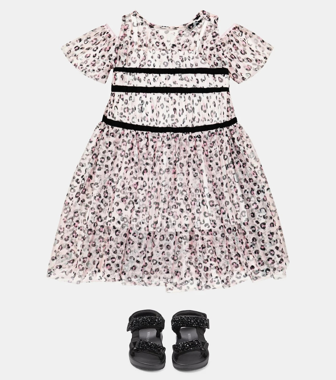 Monnalisa - Leopard-print tulle dress