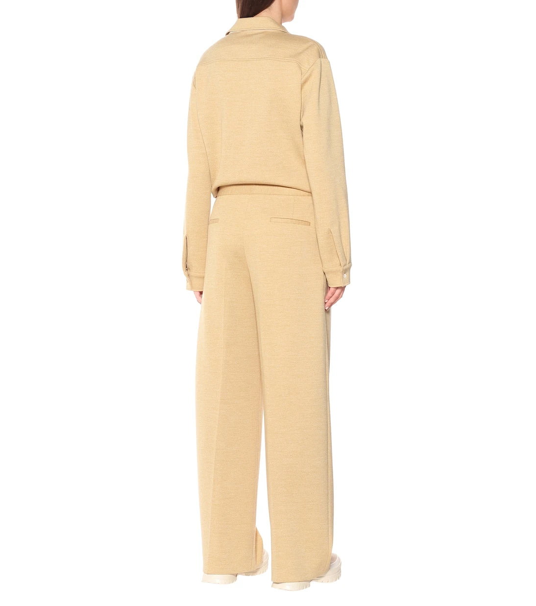 Jil Sander - بنطلون صوف جيرسيه بقصة مستقيمة وخصر مرتفع