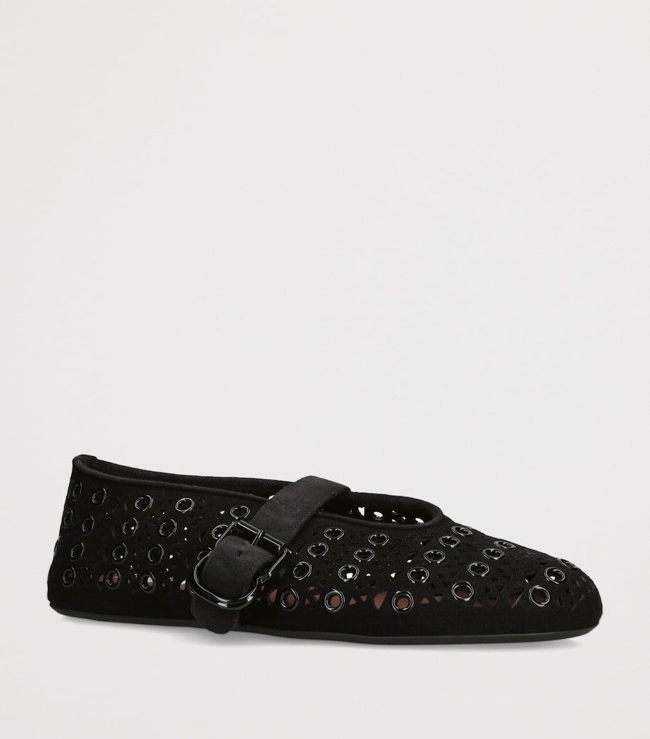 Alaïa Black Suede Vienne Ballet Flats