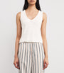 White Cotton-Linen Bouclé Tank Top