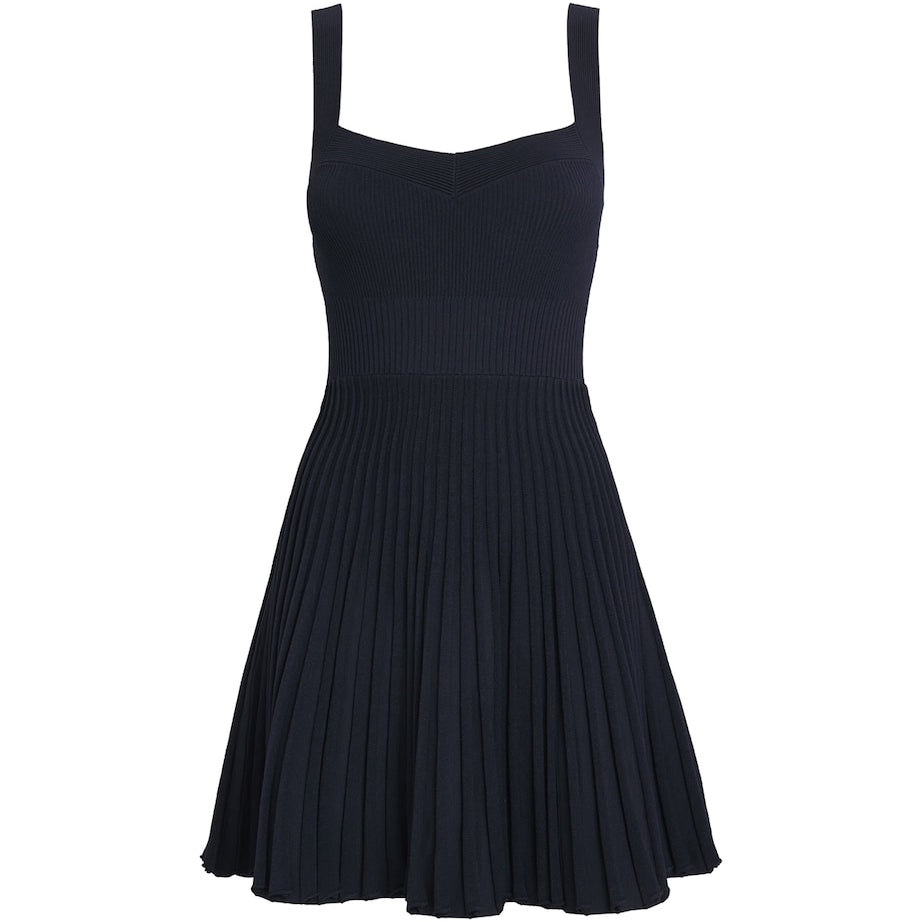 Sandro Paris Blue Rib-Knit Mini Dress