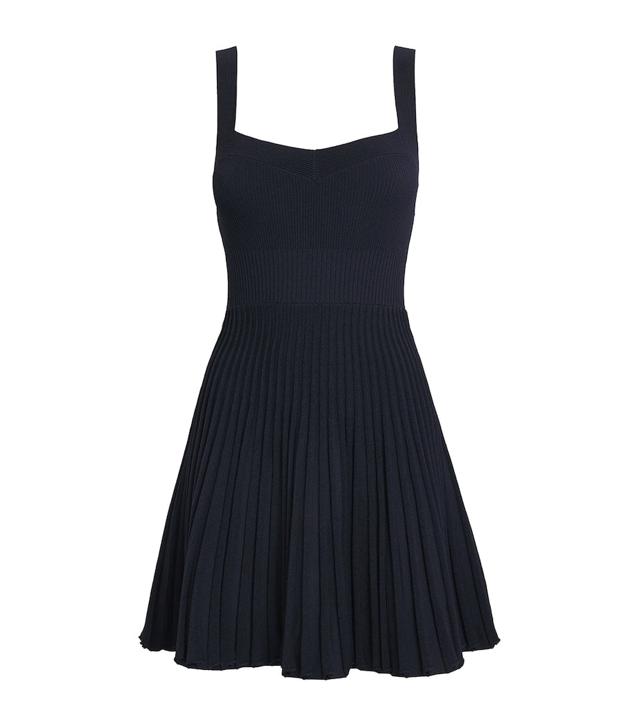 Sandro Paris Blue Rib-Knit Mini Dress
