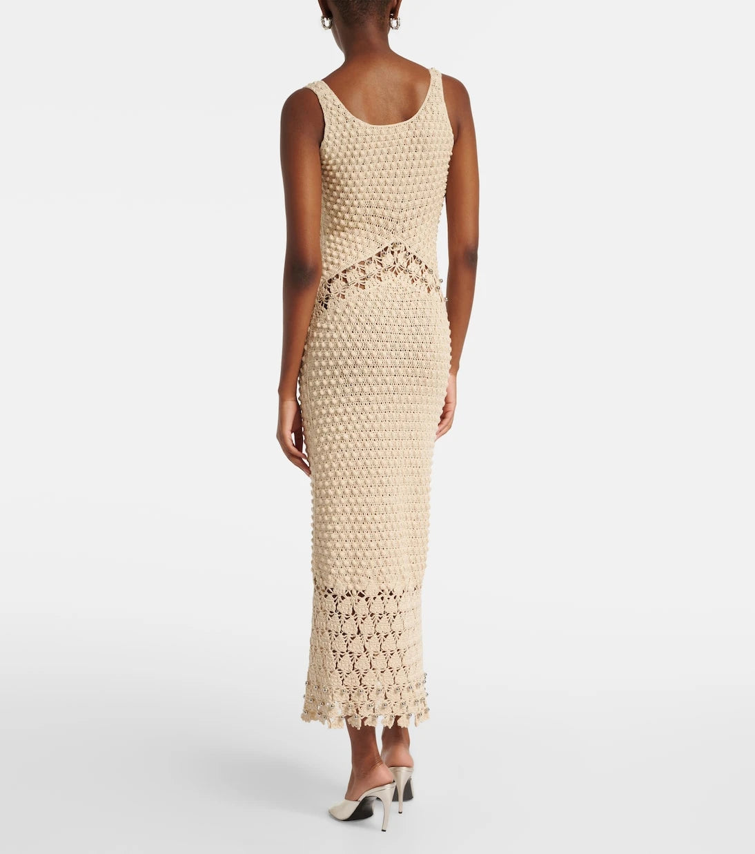 Rabanne - Embellished crochet cotton midi dress