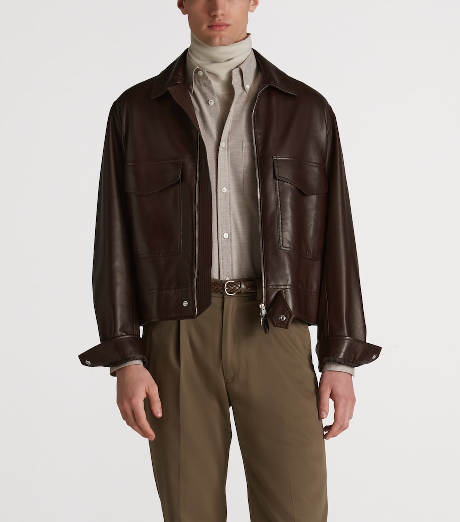 Brown Leather Flight Jacket