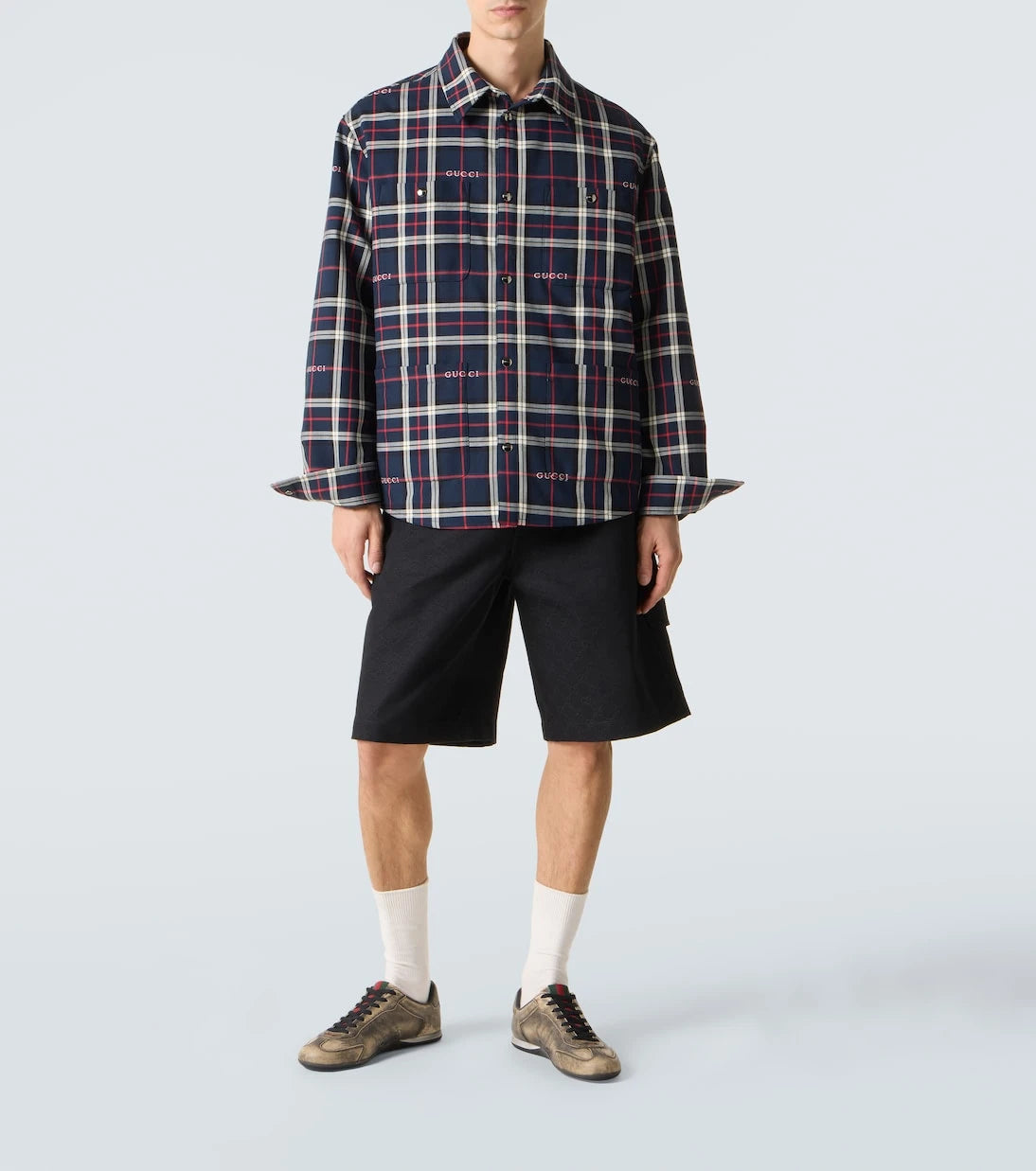 Gucci - Gucci Shift Web Stripe leather sneakers