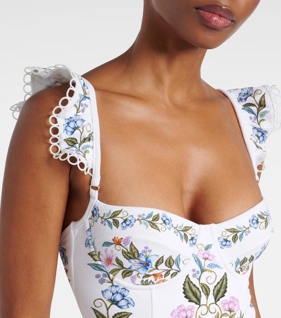 Farm Rio - Sweet Bloom ruffled swimsuit