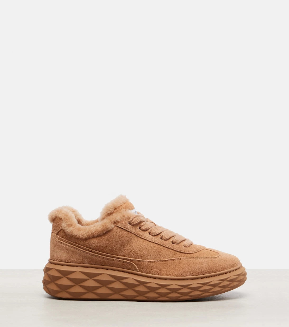 Jimmy Choo - Diamond Maxi shearling-trimmed suede sneakers