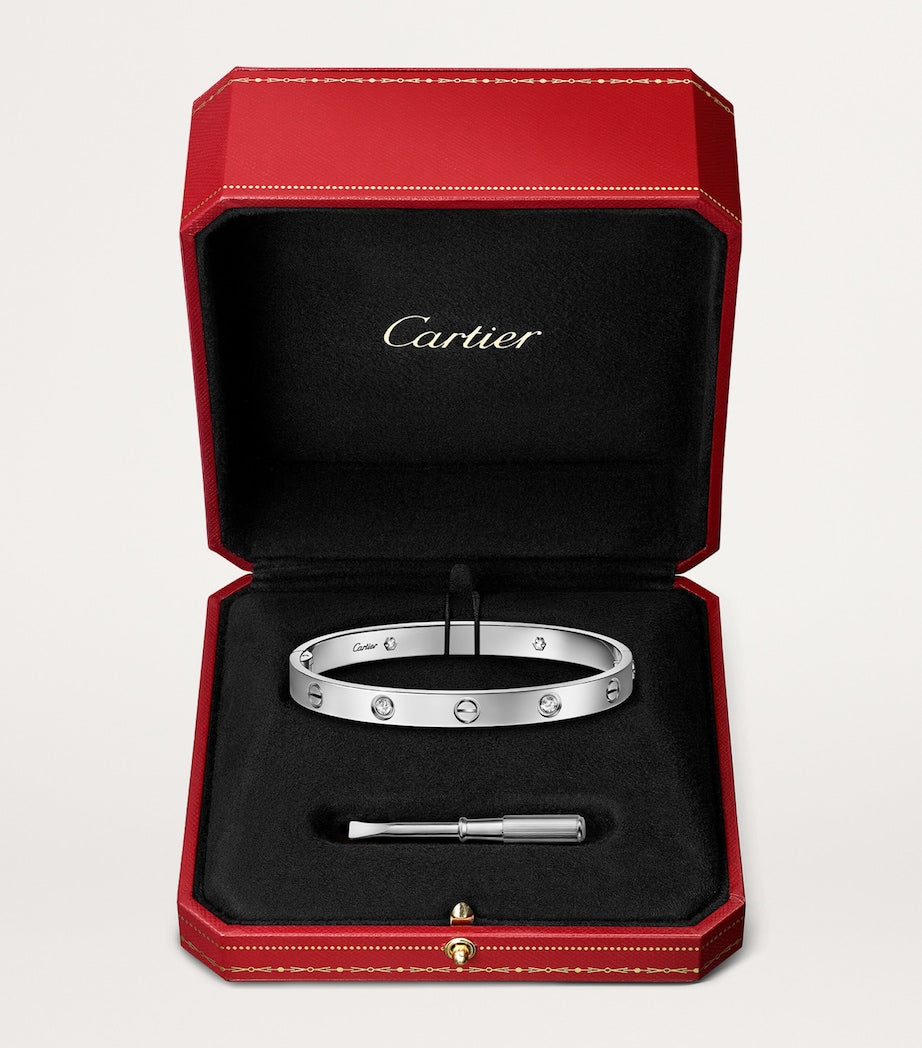 White Gold and Diamond LOVE Bangle