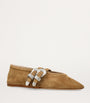 Le Monde Beryl Brown Suede Buckle Claudia Ballet Flats