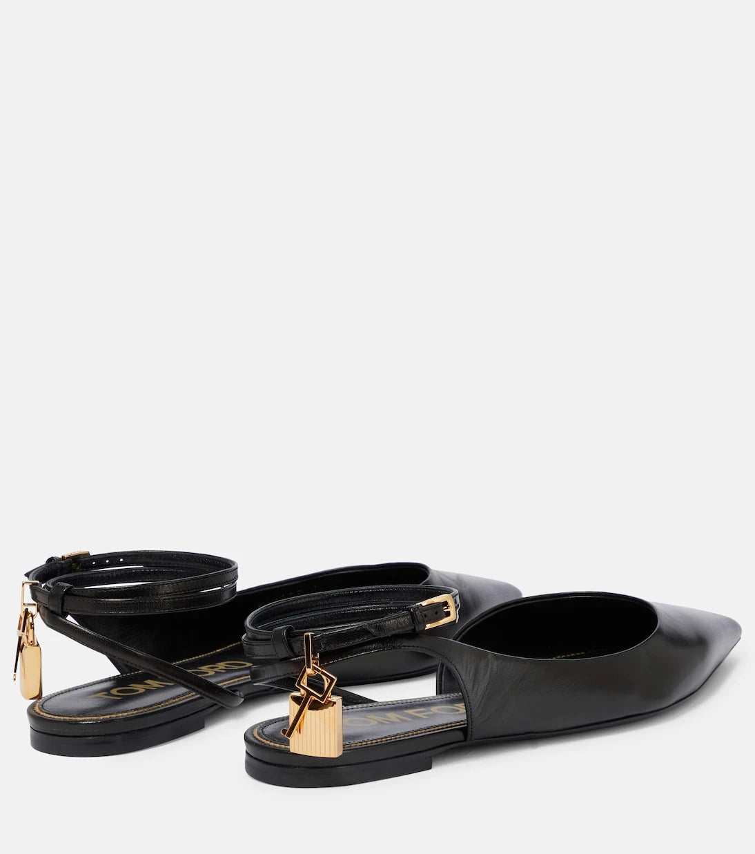 Tom Ford - Padlock leather slingback flats
