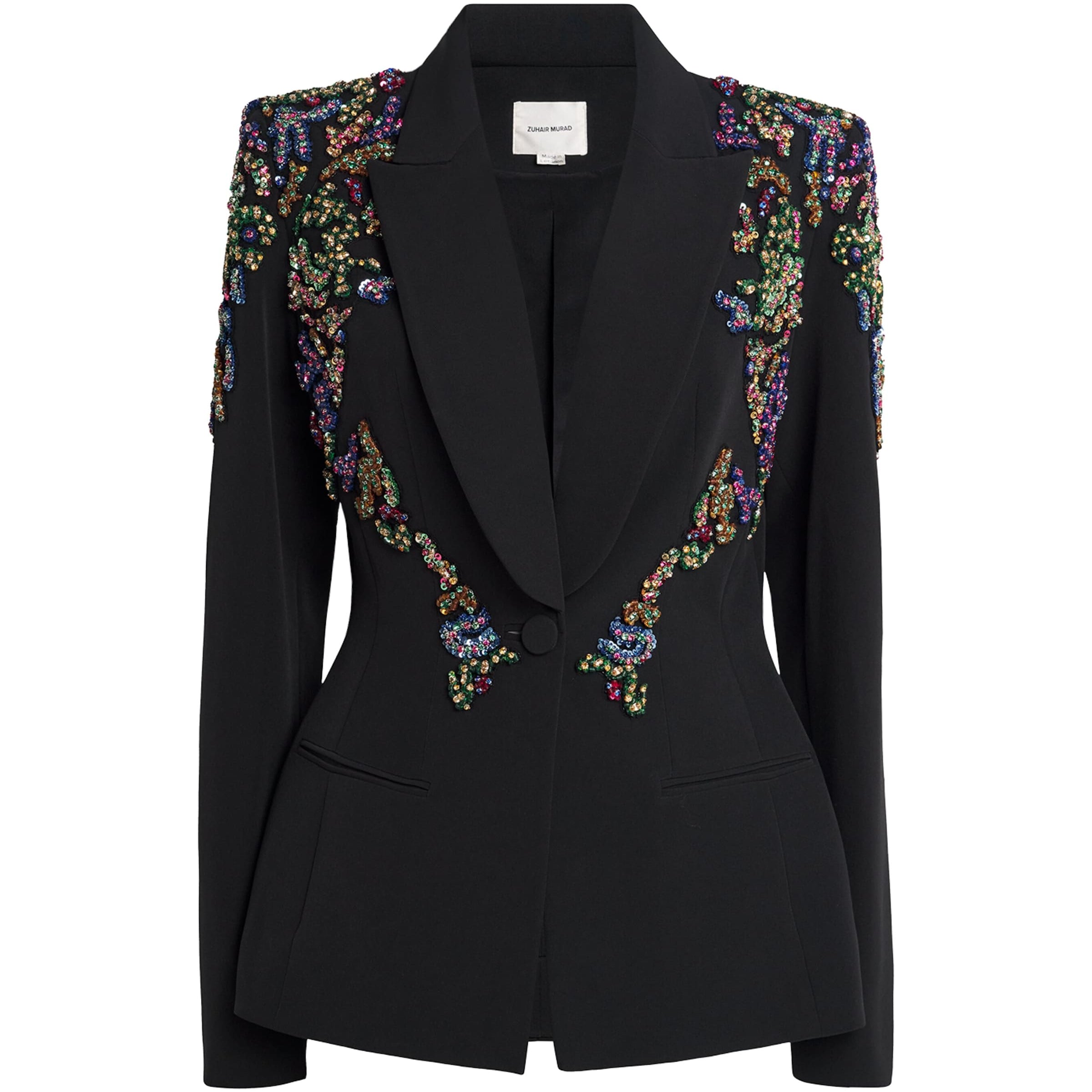 Zuhair Murad Black Cady Beaded Blazer