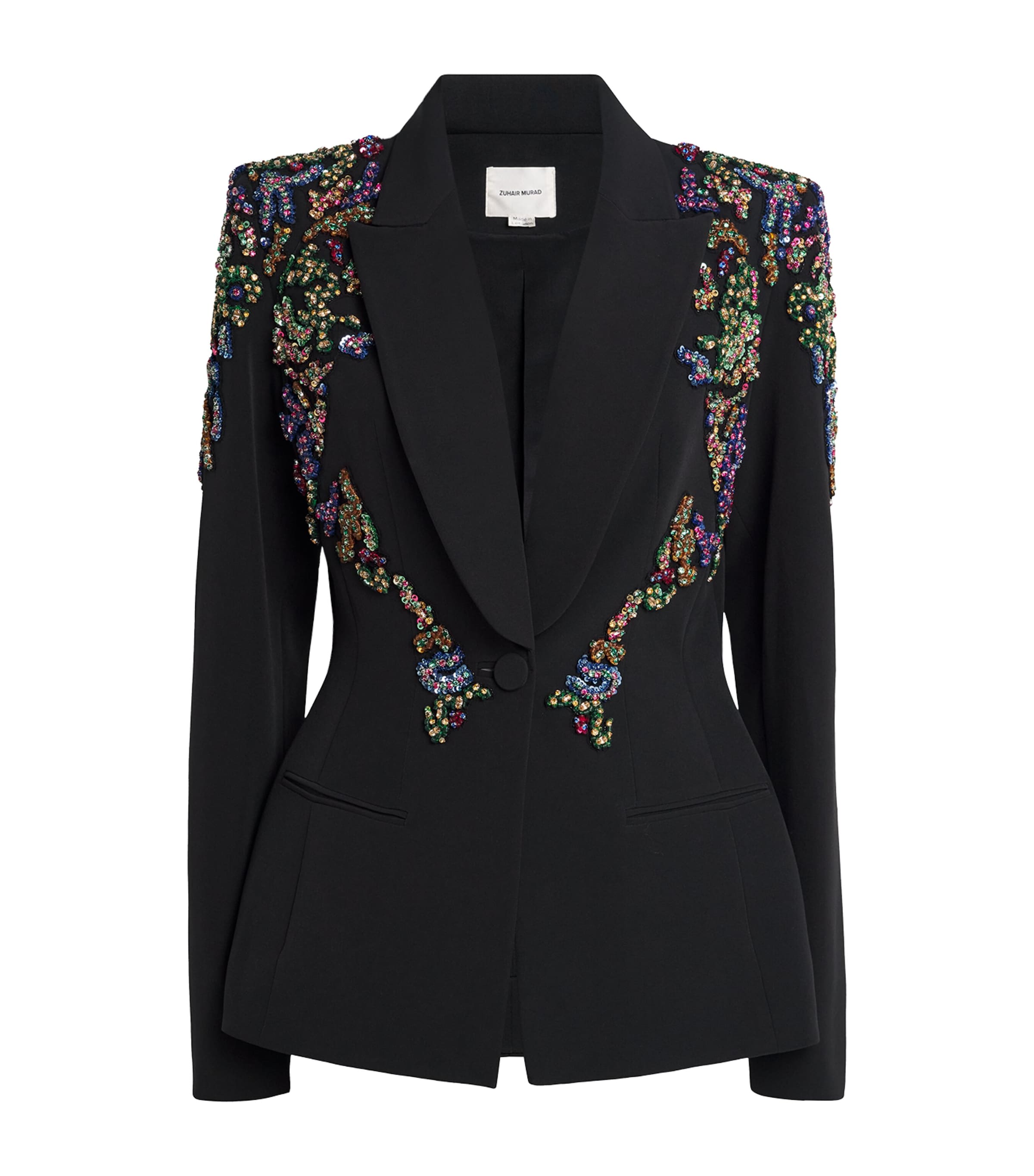 Zuhair Murad Black Cady Beaded Blazer