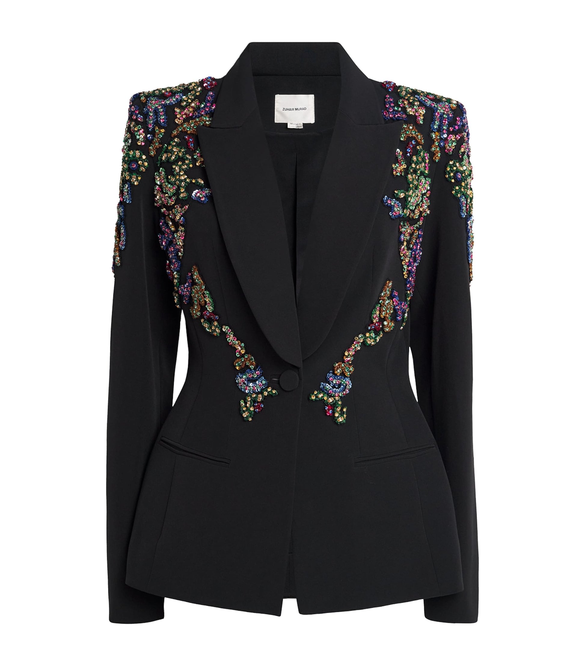 Zuhair Murad Black Cady Beaded Blazer