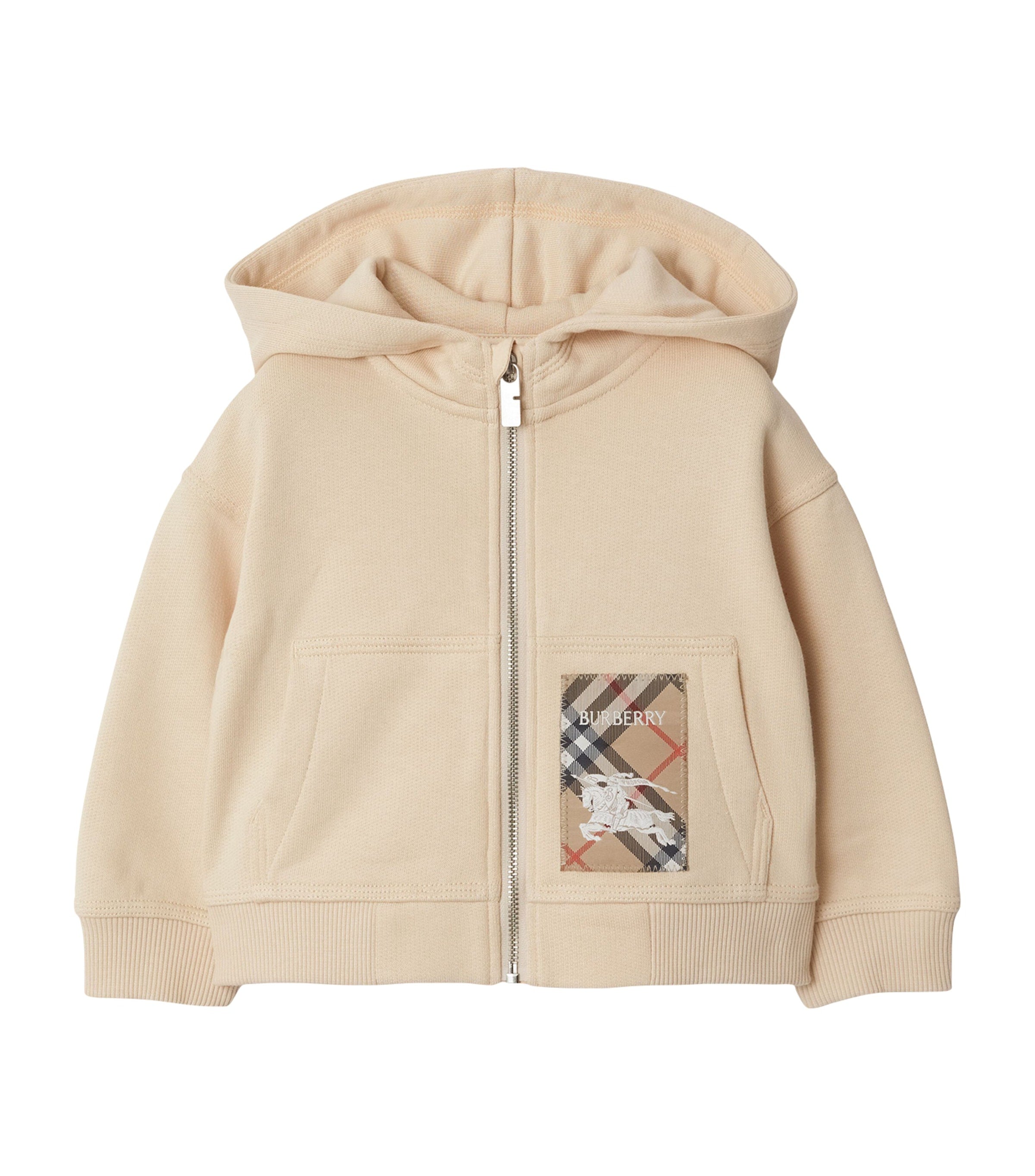 Burberry Kids Cotton Check-Patch Hoodie (6-24 Months)