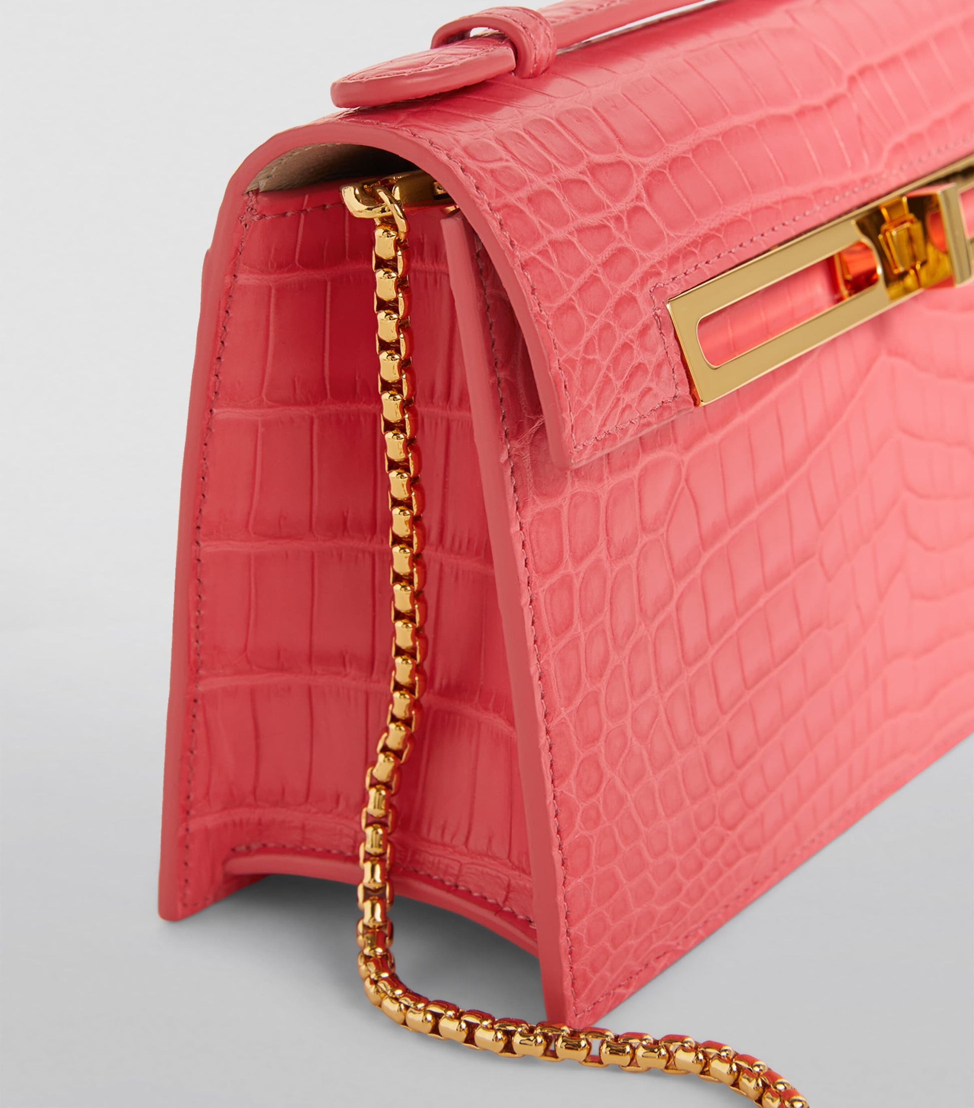 Llora Pink Mini Crocodile Emma Top-Handle Bag