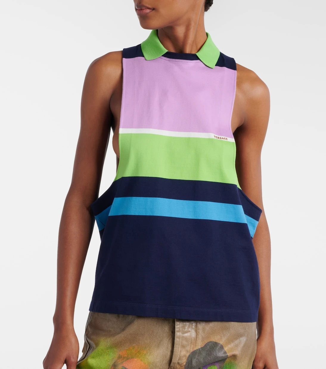 Versace - Striped cotton jersey tank top