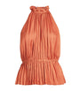 Maje Brown Pleated Halterneck Top
