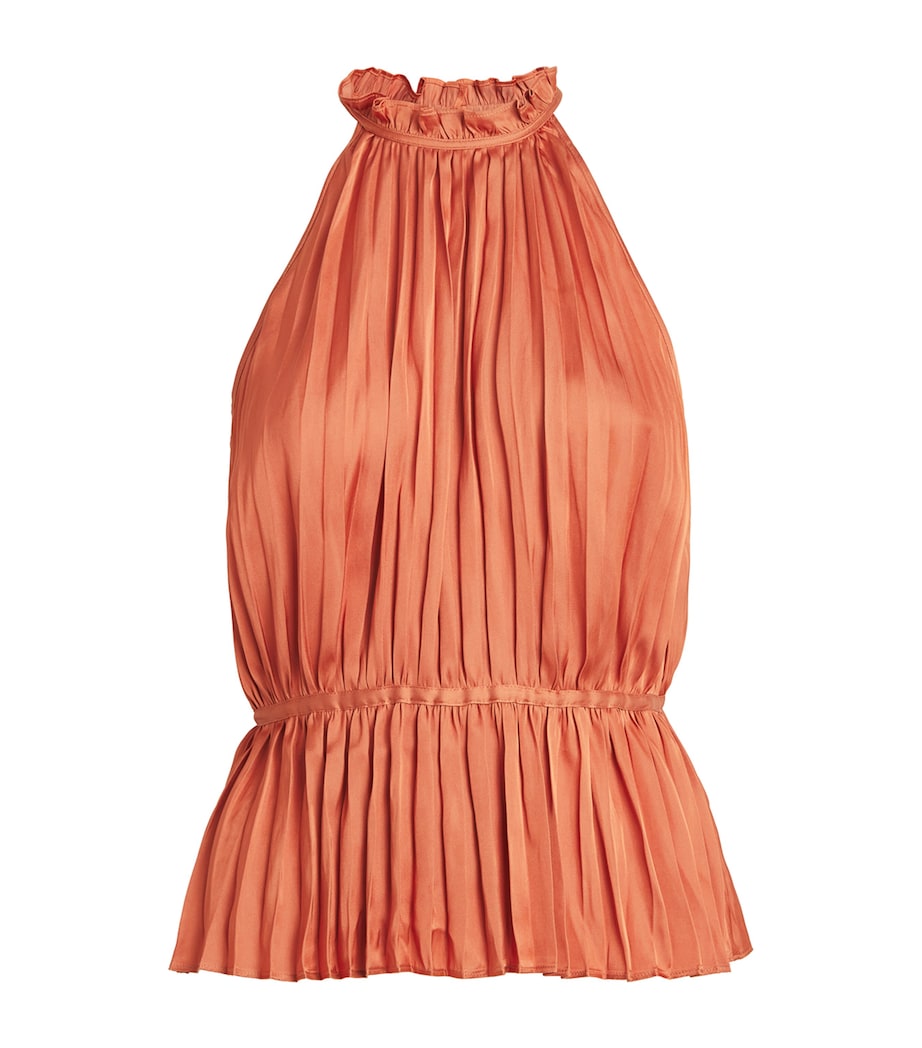 Maje Brown Pleated Halterneck Top