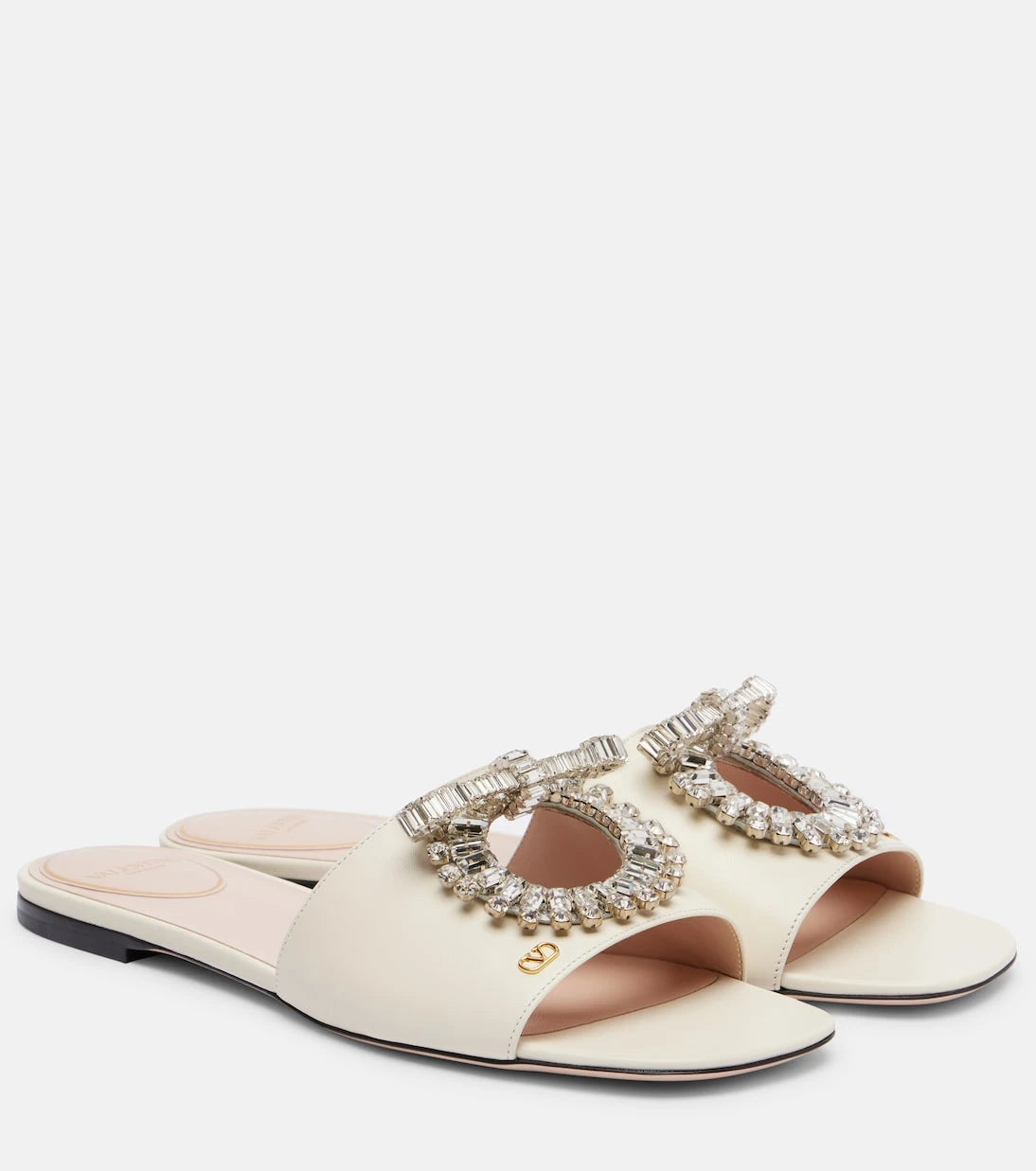 Valentino Garavani - Adamantine embellished leather slides