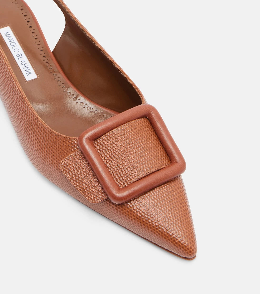Manolo Blahnik - Maylura croc-effect leather slingback flats