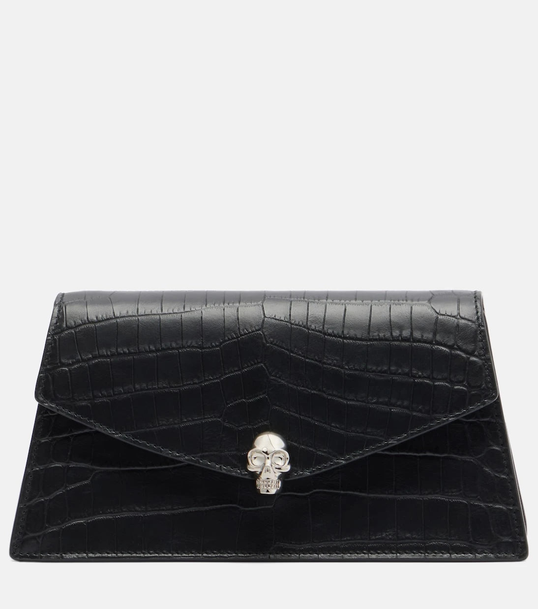 McQueen - Skull Mini croc-effect leather clutch