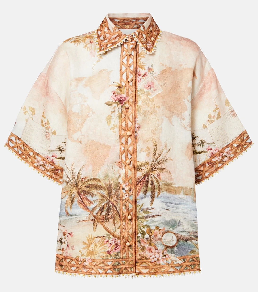 Zimmermann - Mahon printed linen bowling shirt