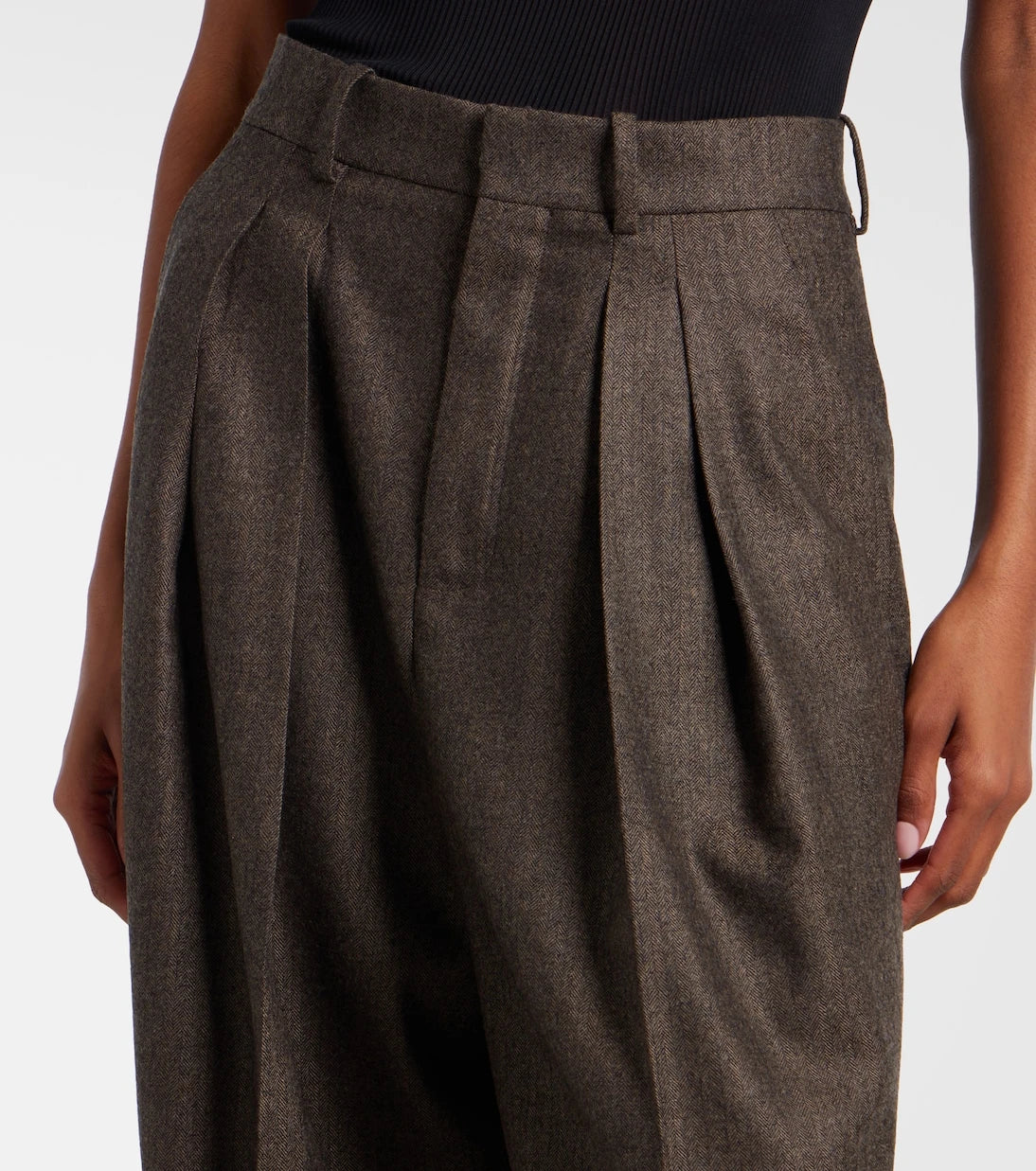 Saint Laurent - Herringbone wool wide-leg pants