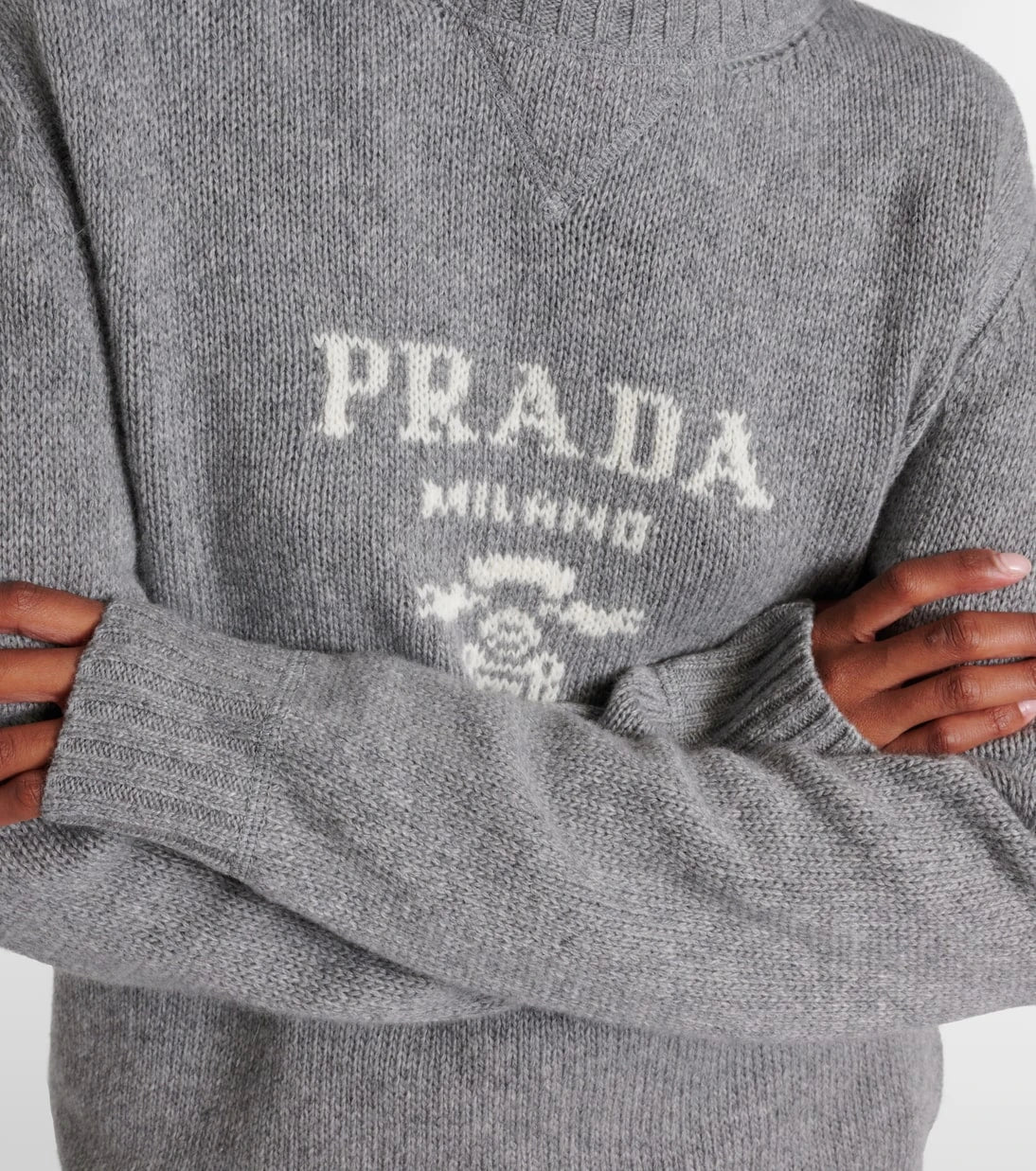 Prada - Logo intarsia wool and cashmere sweater