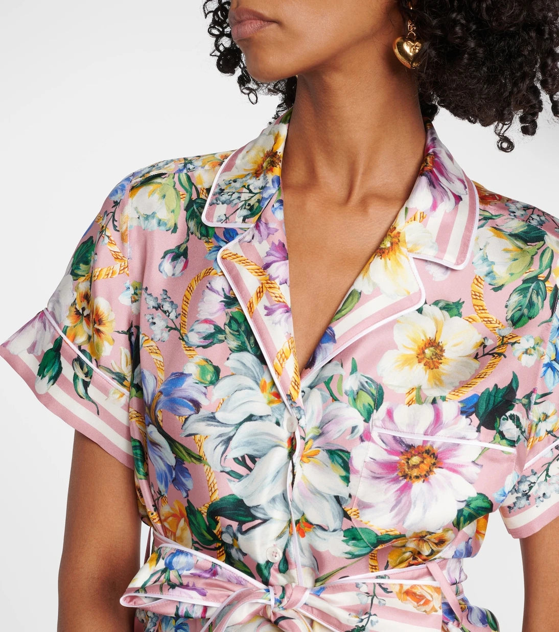 Dolce&Gabbana - Fiyonk detaylı çiçekli ipek gömlek