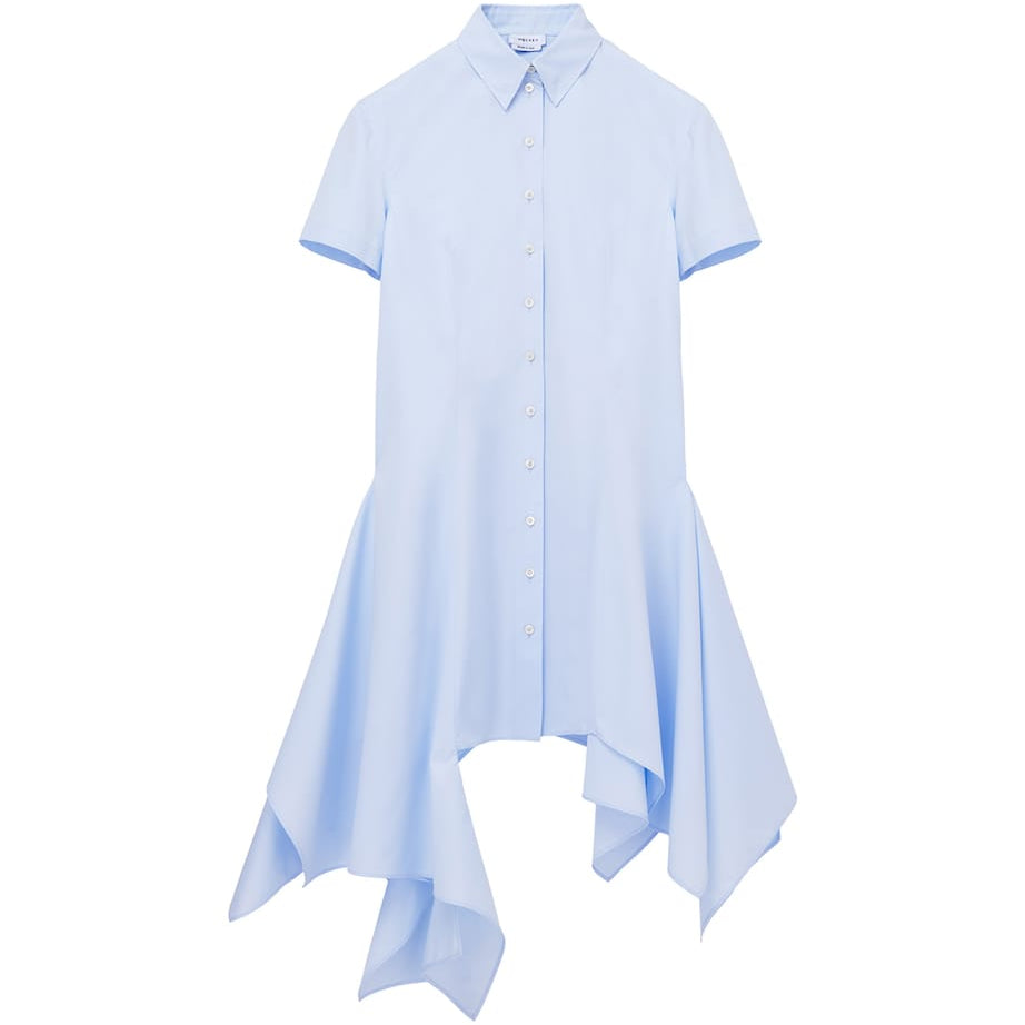 Blue Asymmetric Shirt Midi Dress