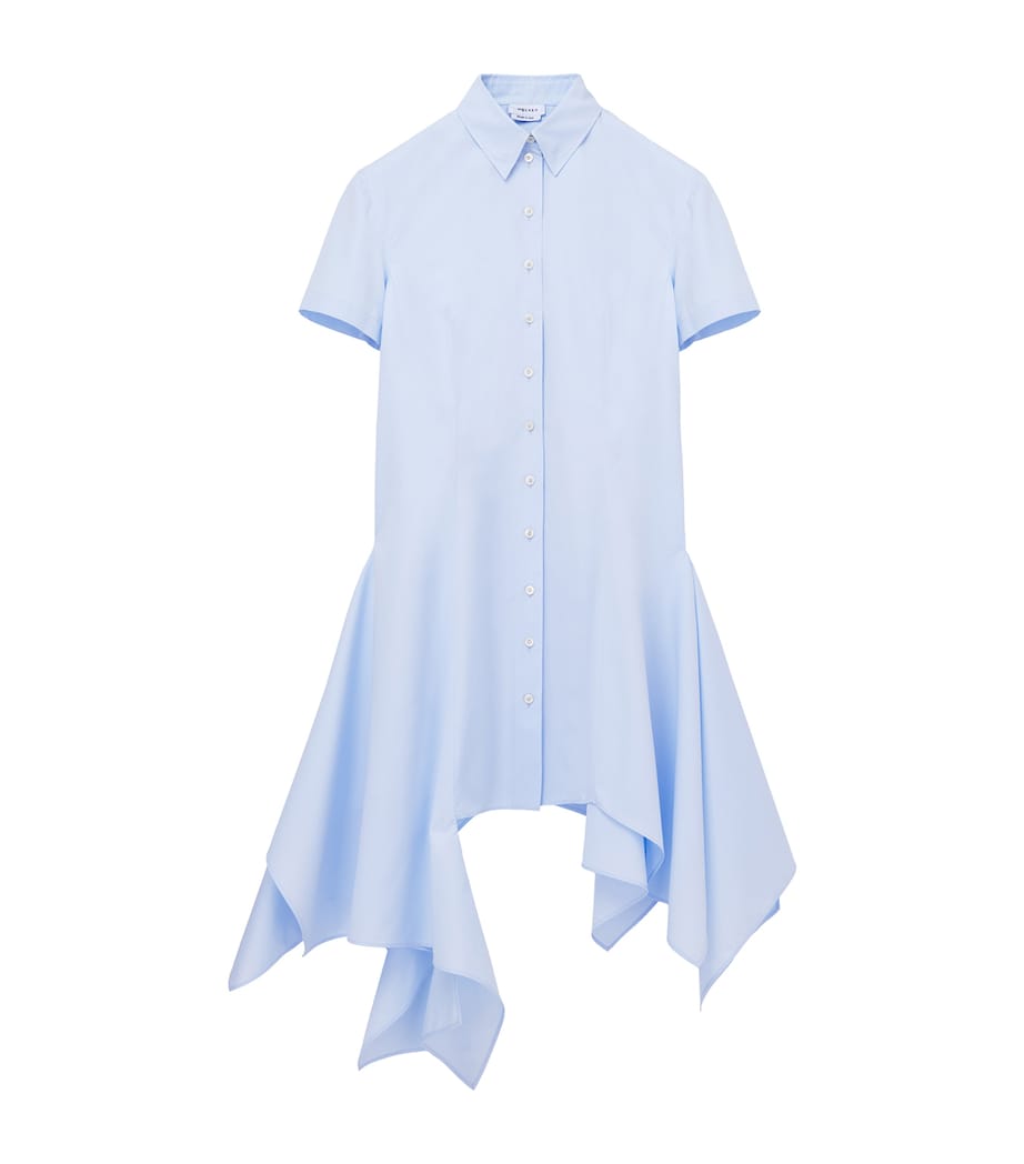 Blue Asymmetric Shirt Midi Dress