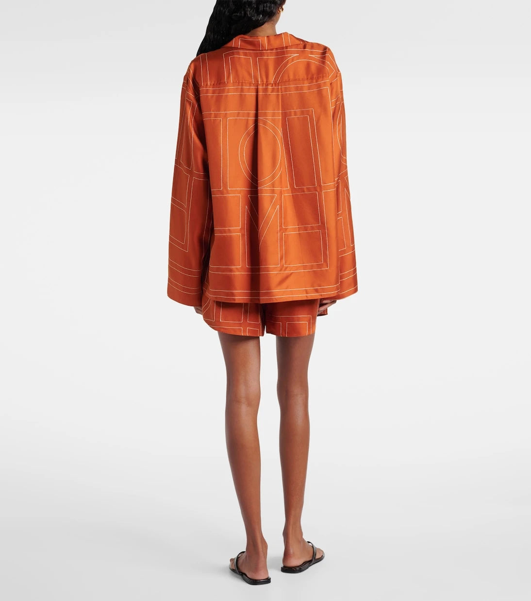 Toteme - Monogram silk twill pajama shirt