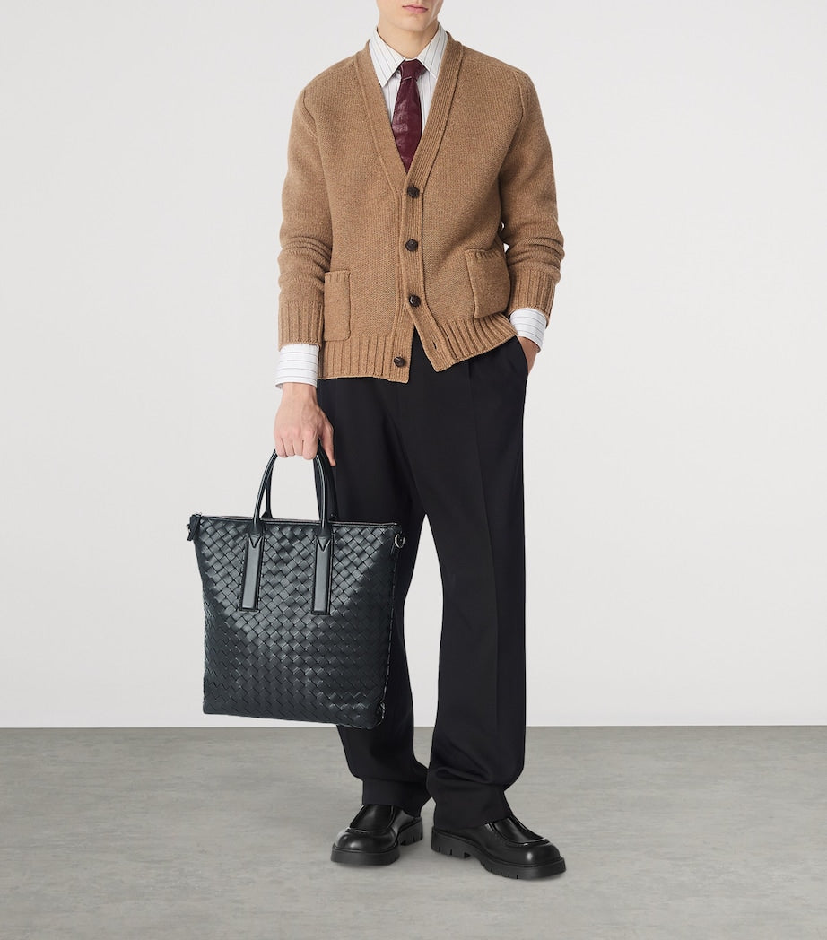 Leather Intrecciato North-South Tote Bag