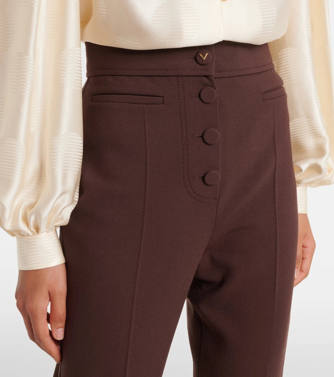 Valentino - VGold wool-blend straight pants