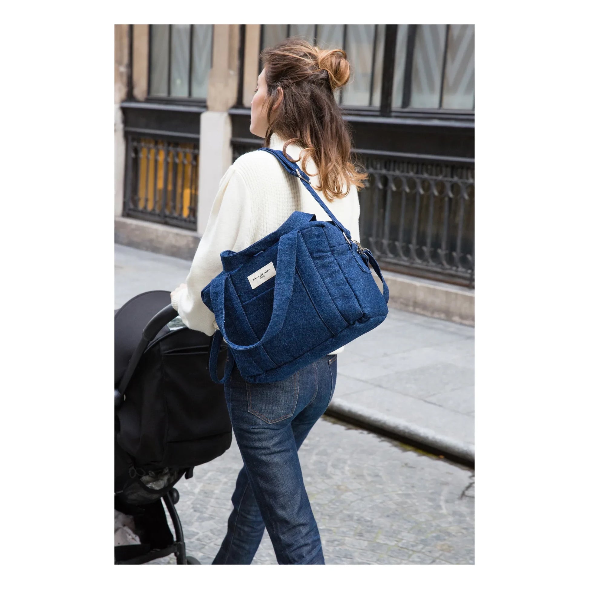 rivedroite - Mini Darcy Upcycled Denim Changing Bag | Denim brut