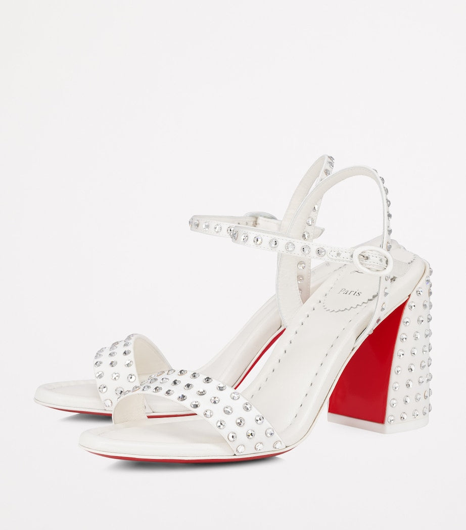 Christian Louboutin White Miss Jane Embellished Sandals 85